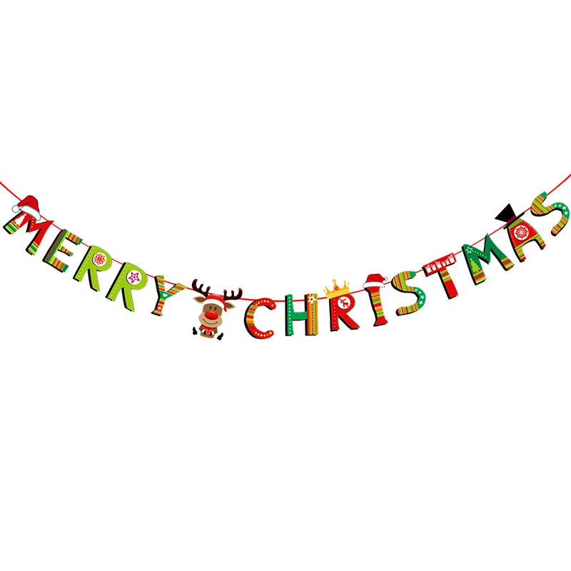 Рождественские украшения для дома бумажный баннер дерево украшения Гирлянда подарок Санта Клаус Снеговик Рождество год - Цвет: Merry Christmas