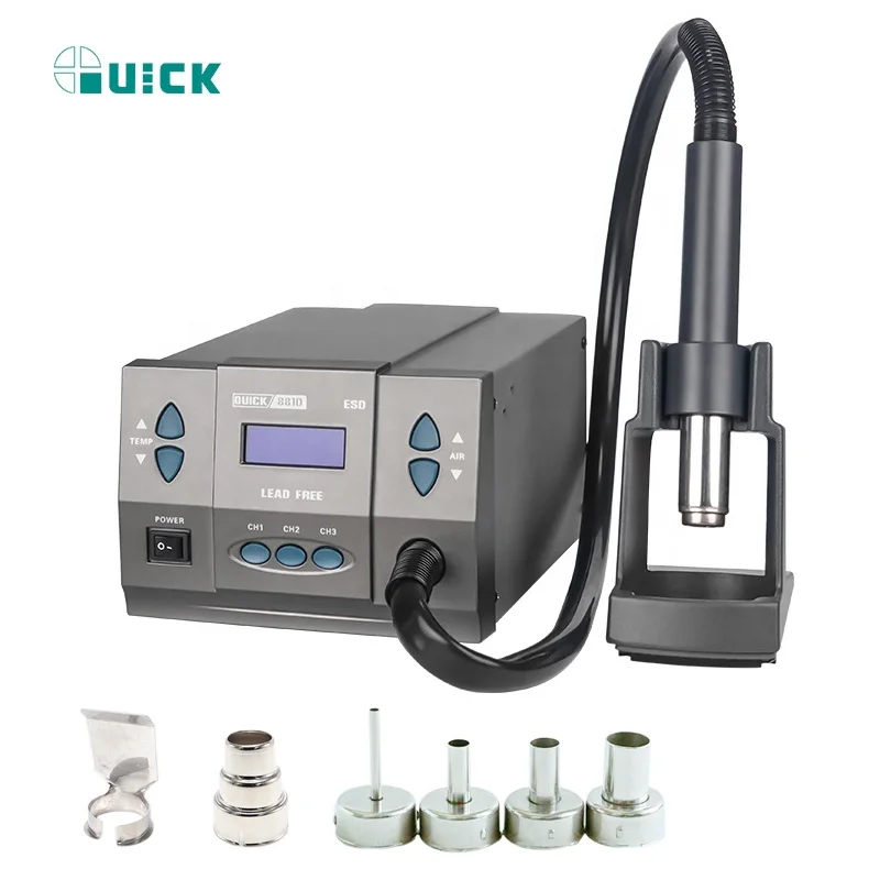

Quick 881D 110V/220V Rework Station 1300W Quick 861DW Flagship Edition BGA Soldering Hot Air super power Rework Station