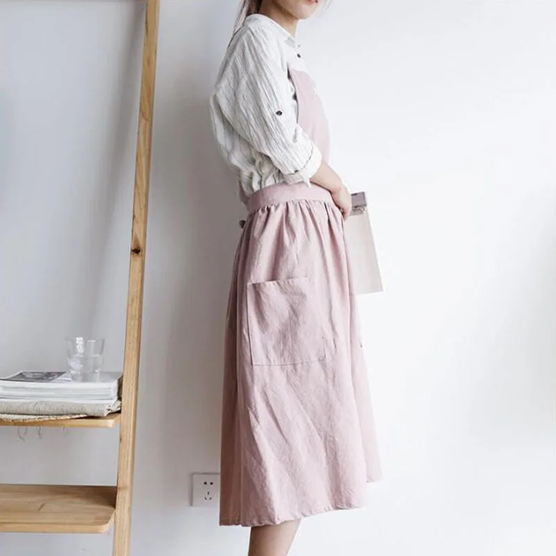 Cotton Women Apron Dress Pastry Chef Vintage Apron Baking Barista Art Adults Woman Gardener Painting Apron Kitchen Accessories