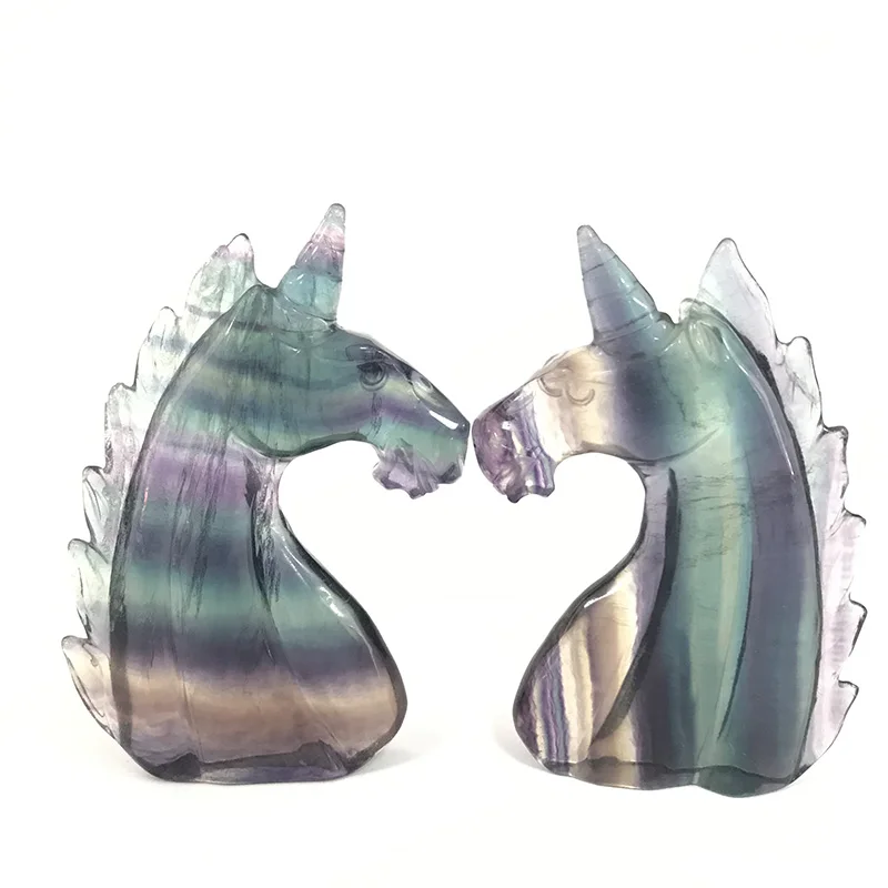 Rainbow Fluorite Натуральная Радужная флюоритовая, Хрустальная скульптура единорога, Хрустальная статуя животного, украшение из камня, украшения для дома Fengshui Orgnaments Lucky - Цвет: Rainbow Fluorite