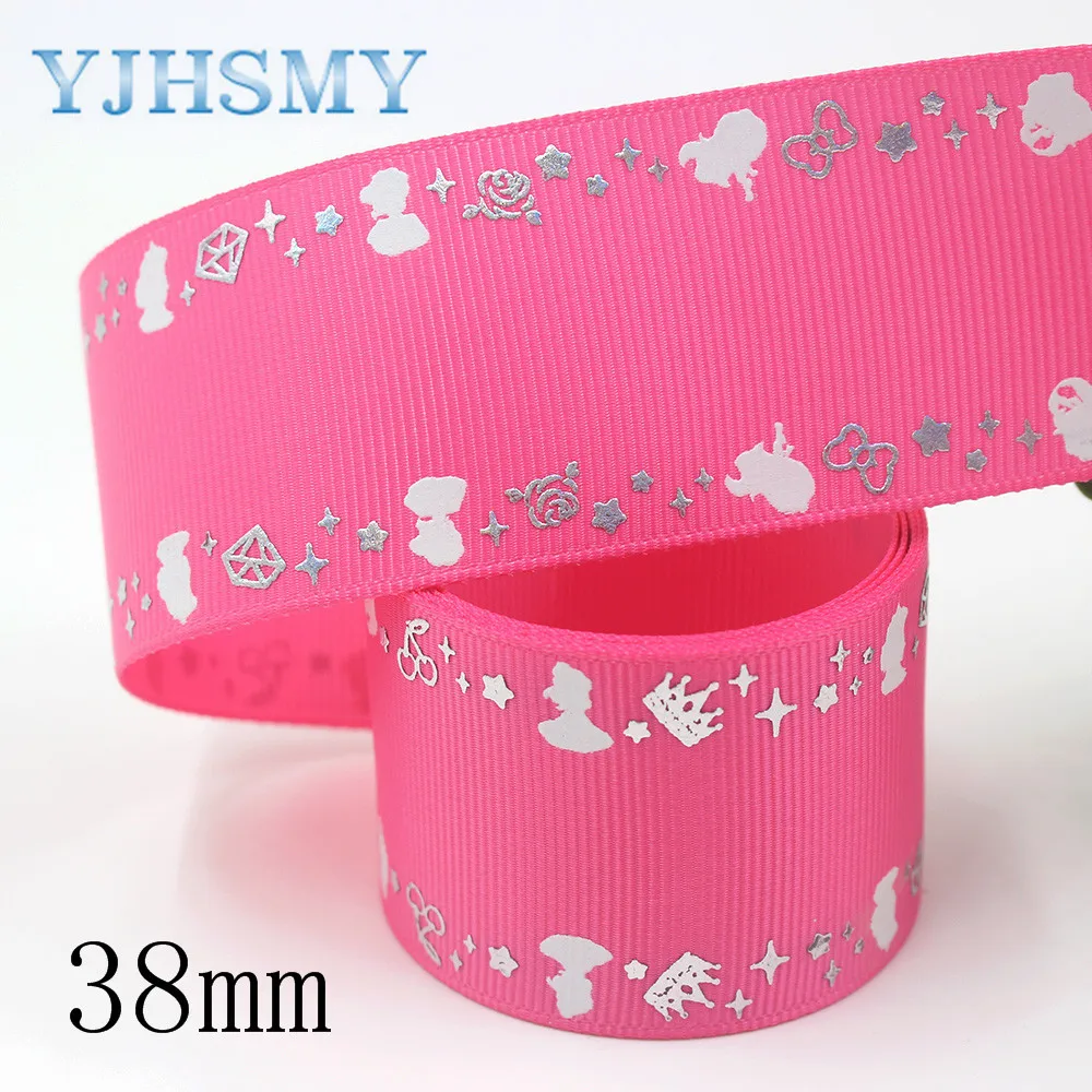 I-191118-2508 YJHMY, I-191118-2492, 38 мм, 5 ярдов Новые Флуоресцентные цветные печатные корсажные ленты, DIY ручной работы головные уборы подарочная упаковка - Цвет: I-191118-2508