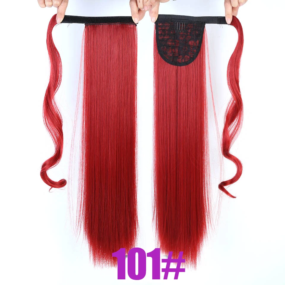 MEIFAN Длинные прямые натуральный искусственный конский хвост клип на волосы хвост термостойкие синтетические Борн волосы парики для женщин Косплей Вечерние - Цвет: 101
