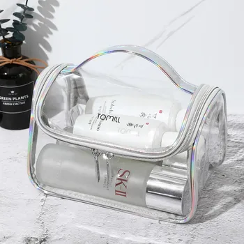 

Transparent Waterproof Cosmetic Bag Female Portable Wash Storage Bag Packaging Zip Lock Neceser Transparente Home Items EB50SN