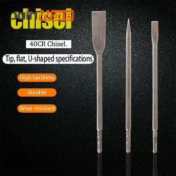 

40CR Steel Hammer Chisel Groove Gouge Flat Chisels Electric Hammer Chisel Concrete/Brick/Wall/Tile Slotting Drilling 400mm 1Pc