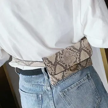

Fashion Shoulder Messenger Handbags Women Waist Fanny Belt Packs PU Leather Snake Print Crossbody Chest Bags Phone Money Pouch