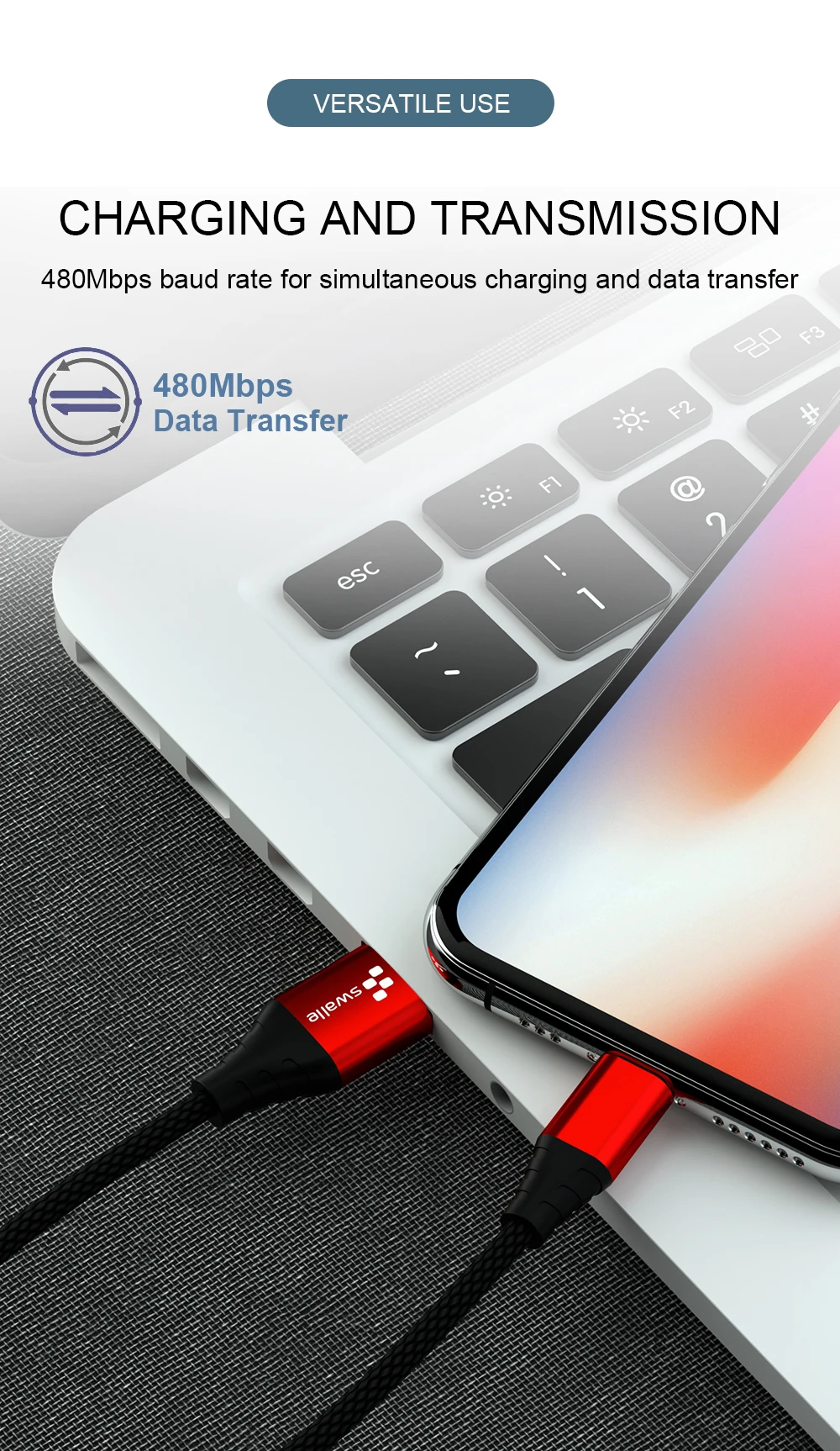 Swalle 20 см 3A USB кабель нейлоновый провод для быстрого заряда для iPhone samsung Xiaomi Android type-C мобильный телефон usb зарядный шнур