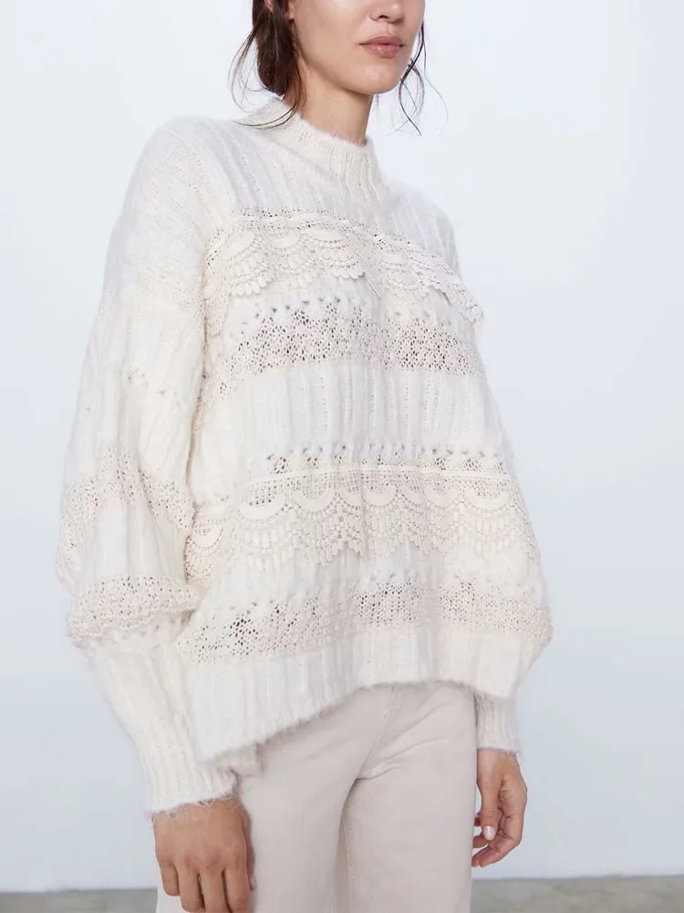 RZIV осень и зима женский свитер Повседневный сплошной цвет сшивание высокий воротник длинный рукав свитер