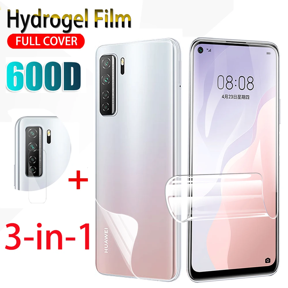 Гидрогелевая защитная пленка 3 в 1 для Huawei Nova 7i с пленкой объектива камеры и задней