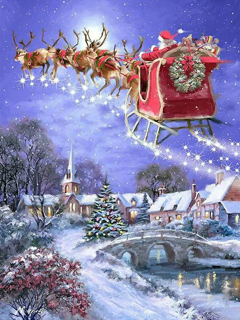 HOMFUN DIY Алмазная картина "Рождественский Санта Клаус" полная дрель квадратная круглая Алмазная вышивка 5D Вышивка крестиком украшение для дома - Цвет: Белый