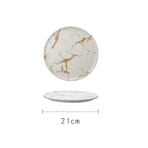 Round-White JINSERTA Меламиновый поднос для хранения мраморная посуда Десерт фруктовый торт закуски тарелка Отель Ресторан Кафе Чай Кофе поднос - Цвет: Round-White