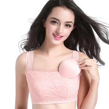 

Large Size Fat Mm Non-Steel Ring Soft Cup Sleep Bra Push up Breast Hugging Pluggable Coasters Vest Style Tube Top Bra
