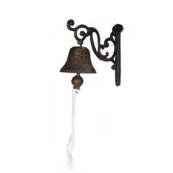 

Vintage Antique Cast Iron Door Wall Bell Chime Wall Mounted Rust Garden Decor
