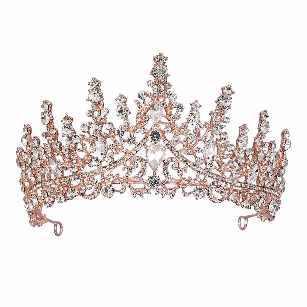 KMVEXO New Rose Gold Bride Crowns Princess Headdress Birthday Headband Vintage Wedding Hair Jewelry Bridal Party Tiaras Gift