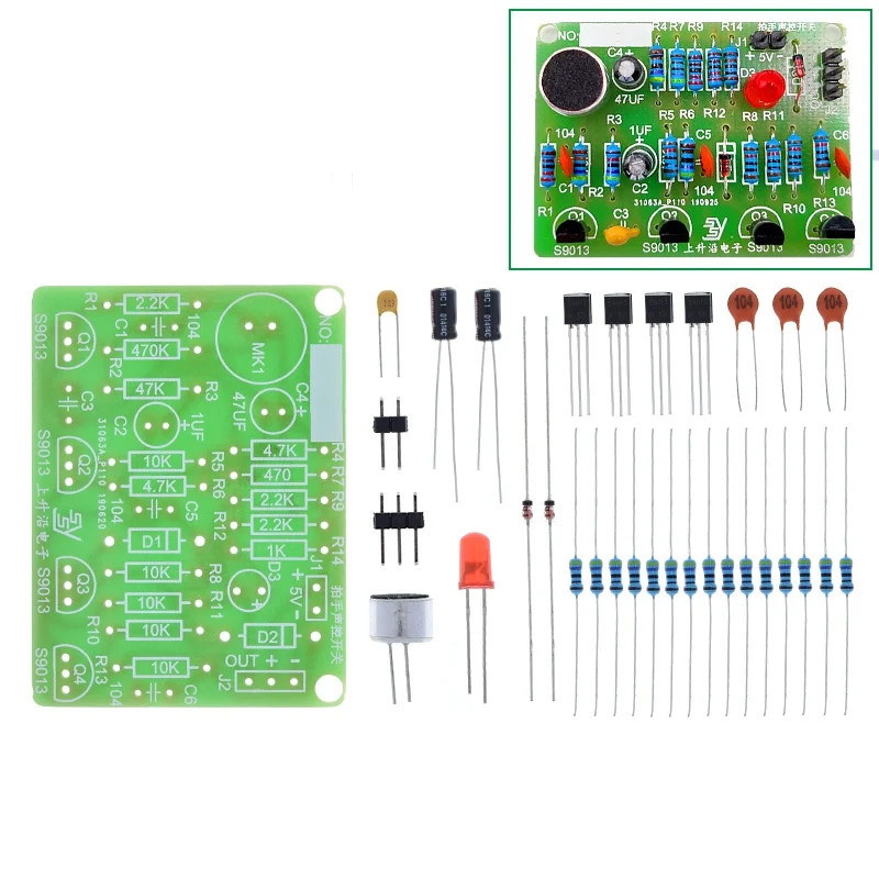 1/2/5 Stück Elektronischer Akustischer Klatsch-Steuerungsschalter DIY-Kit, Schallsensoren Elektronischer Schaltkreis DIY-Modul – Detail 5