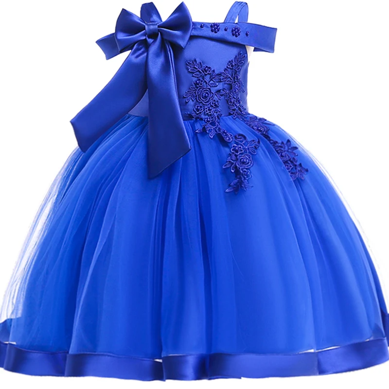 Elegant Girl Princess Dress Dots Bow Children Christmas Performance Show Costume Kids Dresses For Girls 2 4 8 10 Years