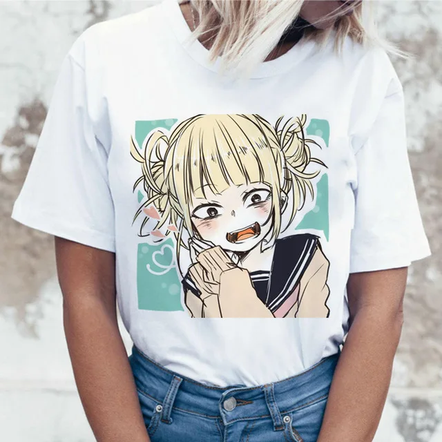 2 Харадзюку забавная женская футболка Ahegao Boku No Hero Academy химико Тога Ullzang 90s футболка хентай топ тройники женская одежда - Цвет: 2