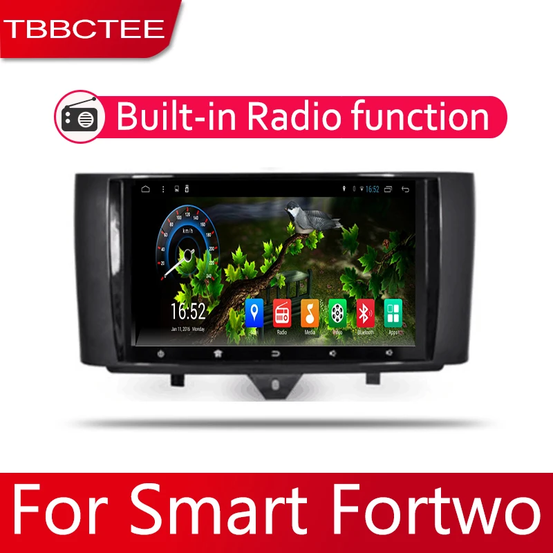 Android 2 Din Car radio Multimedia Video Player auto Stereo GPS MAP For Smart Fortwo 2012~2015 Media Navi Navigation