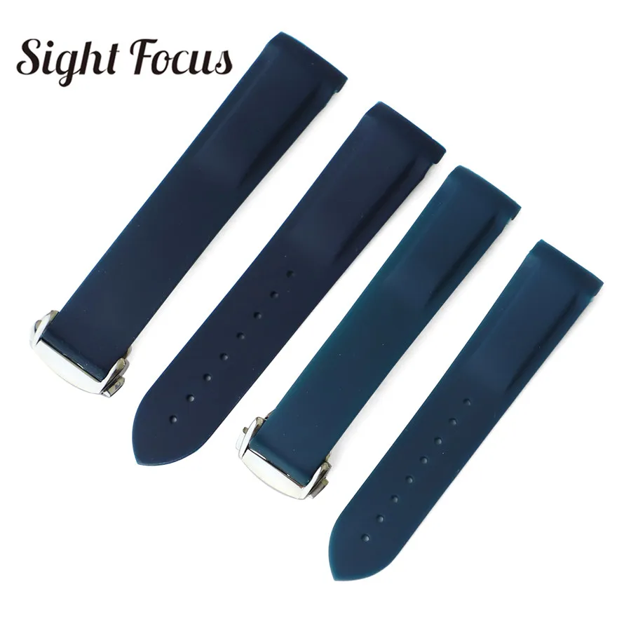 20Mm 22Mm Cinturino In Caucciù Blu Per Omega Seamaster Longines Hydro(Diver Cinturino In Silicone Chiusura Deployante Cinturino
