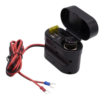 

Motorcycle Cigarette Lighter Socket Dual USB Quick Charger Voltage Voltmeter Digital Clock ON / OFF Switch Control Water
