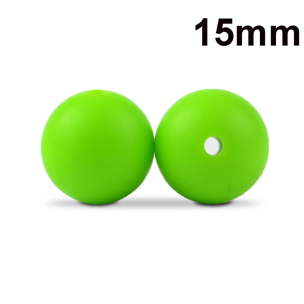 Chartreuse LOFCA 15 мм, 20 шт./лот, бусины из пищевого силикона, Прорезыватель для зубов, круглые бусины, Детская жевательная для прорезывания зубов, Силиконовые Прорезыватели для самостоятельного изготовления - Цвет: Chartreuse