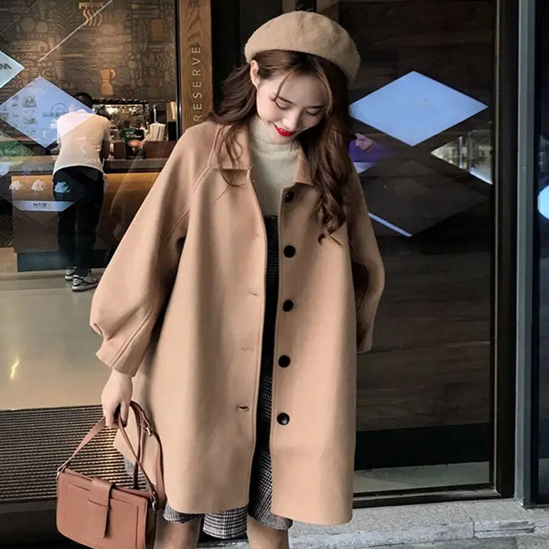 

2020 Woolen Coat Women's Thick Mid-Length Woolen Overcoat for Autumn and Winter