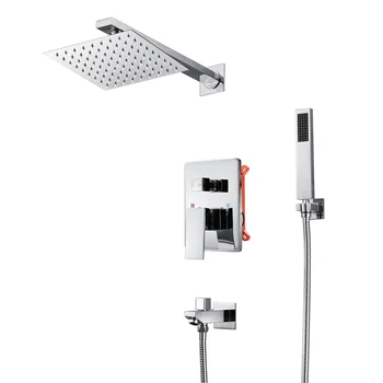 

Rain Shower Systems Bathroom Faucets Shower Set 304 Stainless Steel Ultra Thin ShowerHead Hot and Cold Valve Shower Combo Chrome