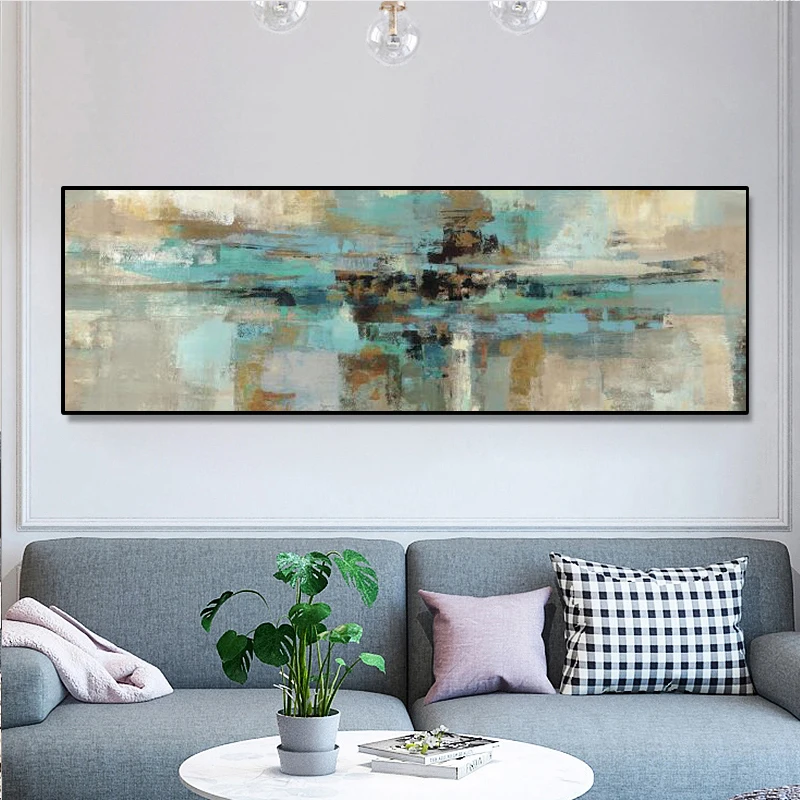

Abstract Oil Paintings Print On Canvas Turquoise Color Modern Art Canvas Posters And Prints Home Decorative Pictures Cuadros