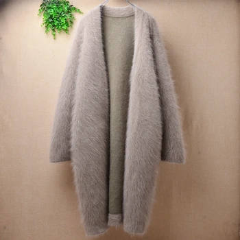 

Korean Fashion high quality women plush Long Cardigans Mink cashmere Kintted sweater Coat Mantle Solid Coats super thicken