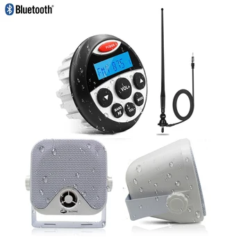 

Waterproof Marine Stereo Radio Bluetooth Audio Receiver Car MP3 Player For ATV Boat Motorcycle+4'' Marine Speaker+FM AM Antenna