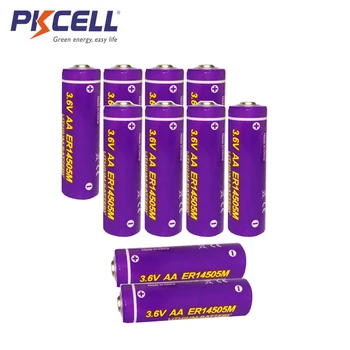 

10PCS PKCELL 14505 liSOCL2 ER14505M AA battery 3.6v 1800mah lithium batteries cell batteries for Alarms or security equipment