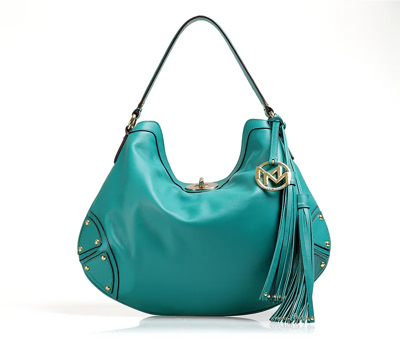 High-end Genuine Leather Lady Top-handle Handbag Authentic Cow Skin Dark Blue Women Large Hobos Purse Female Single Shoulder Bag