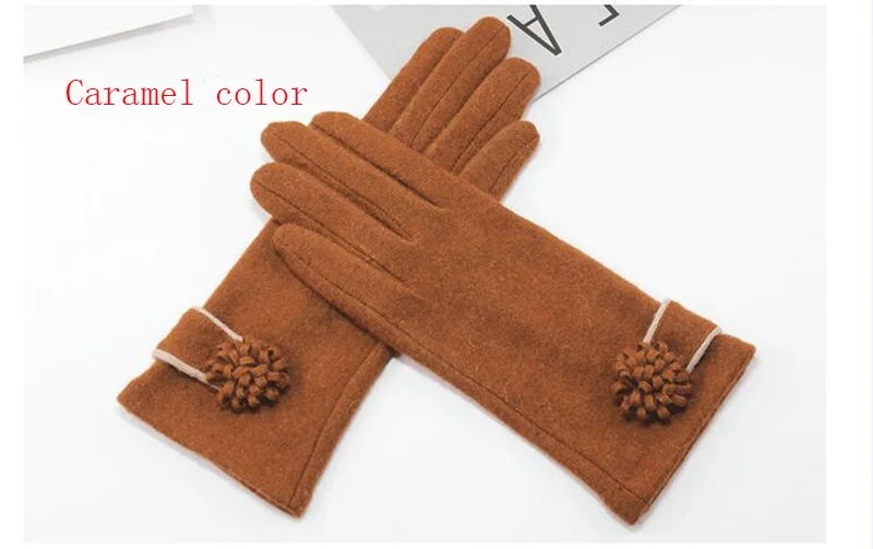 Новые женские аксессуары простые шерстяные дамские перчатки с сенсорным экраном декоративные перчатки с цветами теплые перчатки для вождения на велосипеде S62