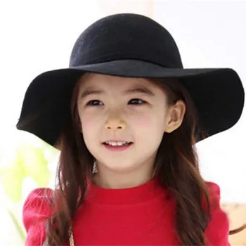 

Spring and Autumn Korean-style Bow Children Wool Baby Versatile Fashion Large Brimmed Hat Outdoor Mountain Climbing Hat