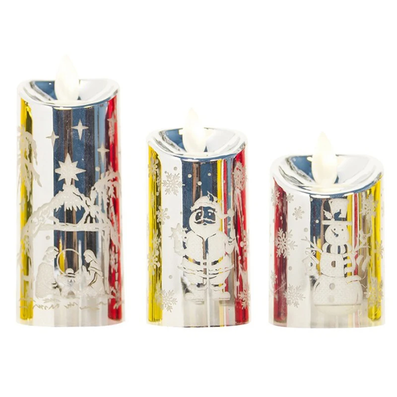 3Pcs/set Small Simulation Candlestick Candle Wind Light Creative Christmas Decor Simulation Candle Wind Lights Red/Gold/Silver