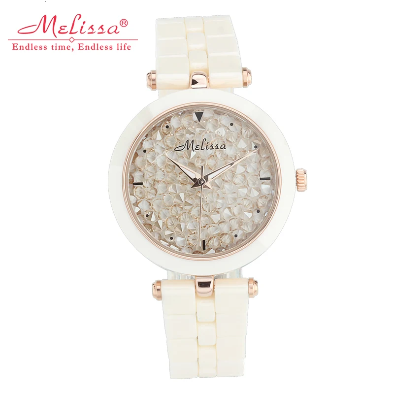 Австрия Кристалл браслет моды часы роскошные женские часы Miyota Кварцевые MELISSA керамические наручные часы Relogio Feminino