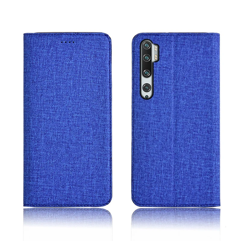 Для Xiaomi mi note 10 Чехол Флип xio mi note 10 pro чехол противоударный тканевый чехол Корпус silcione мягкая ТПУ задняя крышка - Цвет: blue