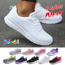 Sapatos de caminhada respirável das mulheres tênis casuais malha respirável esportes sapatos anti-deslizamento sapatos de corrida tricô tênis