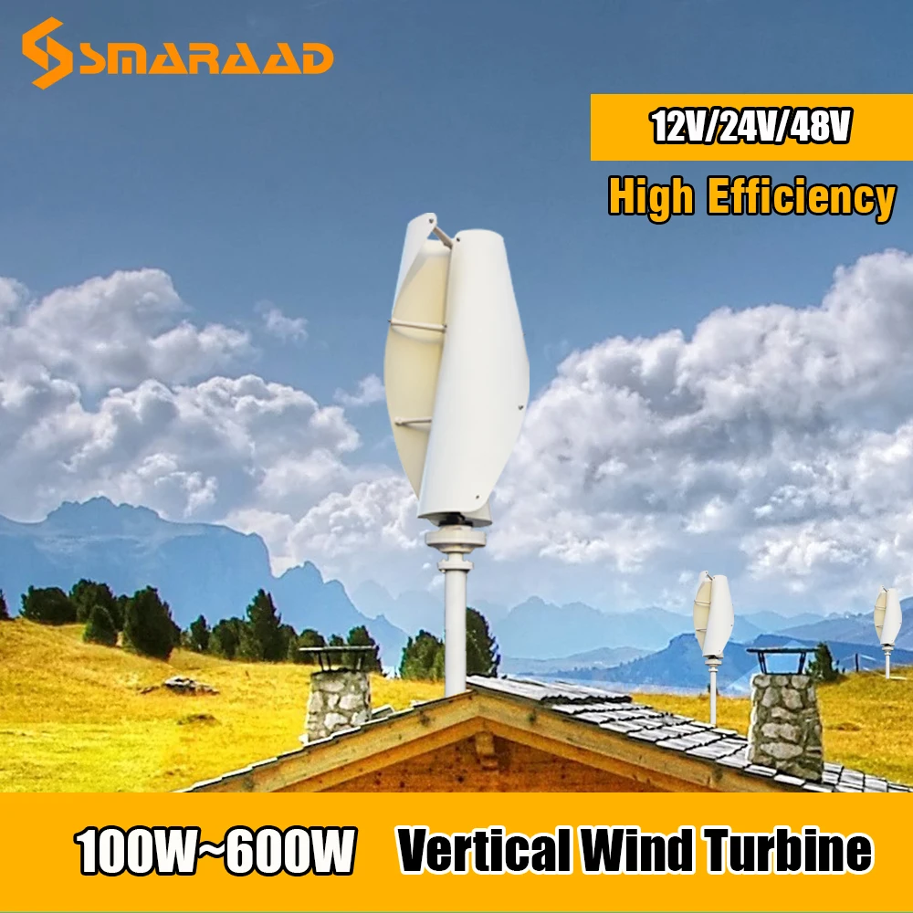 

SMARAAD New Energy Windmill 300w 400w 600w Vertical Wind Turbine Generator 12v 24v 48v Maglev Generator With MPPT Controller