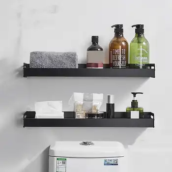 

Bathroom Shelf Bath Shower Shelf With Bar Aluminum Black Bathroom Corner Shelf Wall Mounted Kitchen Storage Holder