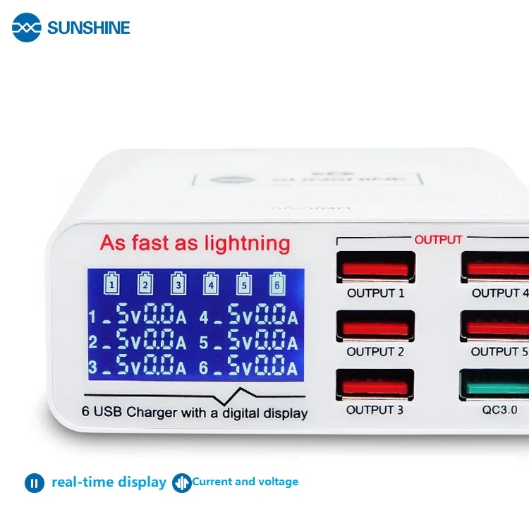Sunshine SS-304Q 6 USB smart charge поддерживает быструю зарядку QC 3,0, применимую к IPAD/iPhone huawei, samsung, OPPO, vivo, Mi и т. Д