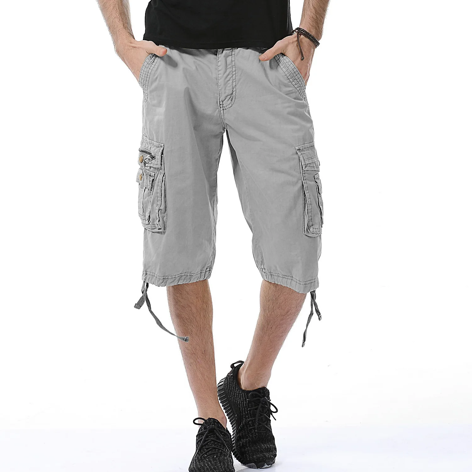 Men Clothes New Summer Dress Loose Casual Work Clothes Shorts Large Size Multi-pocket Knee Length Pantalones Cortos Hombre