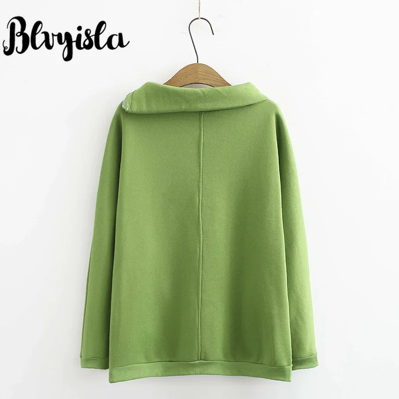 Blvyisla XXXXL XXXL комбинезон большой сплошной зеленый флис молния женский свитер свободные стильные зимние хлопковые толстовки Топы