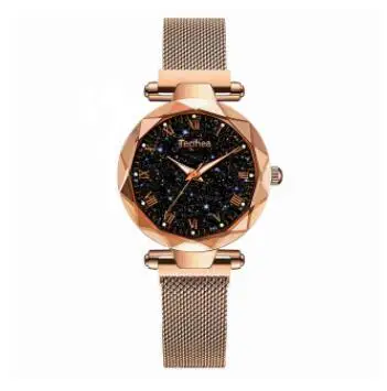 Женские наручные часы Звездное небо магнитные женские часы светящиеся Роскошные водонепроницаемые женские часы для relogio feminino Reloj Mujer - Цвет: rose gold