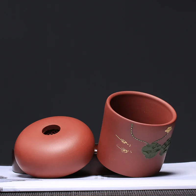 Yixing глиняный ситечко для чая, аксессуары для церемоний, необработанная руда красный мармелад, бутиковый ситечко для чая с листьями лотоса, бионический ситечко для чая Ma