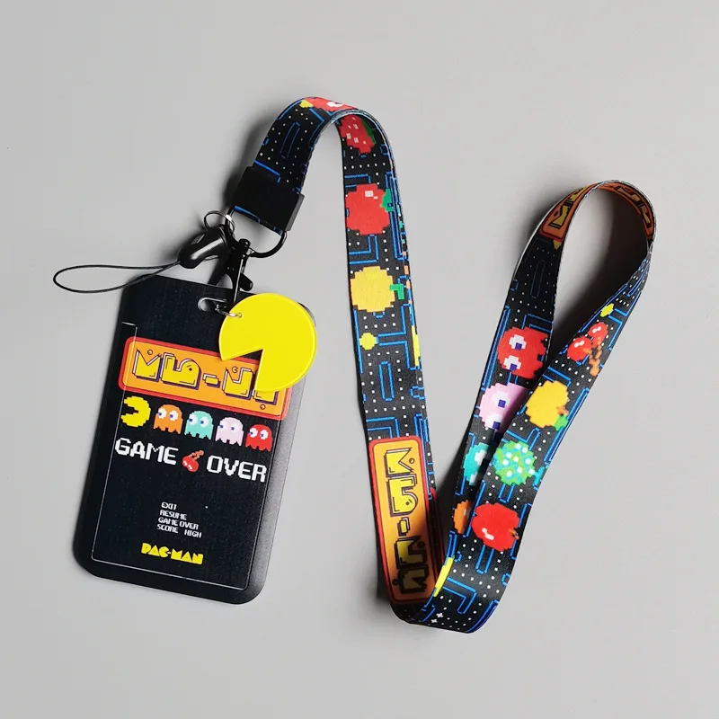 1 Set Game Cartoon Bean Keychain Tags Strap Neck Lanyard for Key ID Card Pass Gym Phone USB Badge Holder DIY Hang Rope