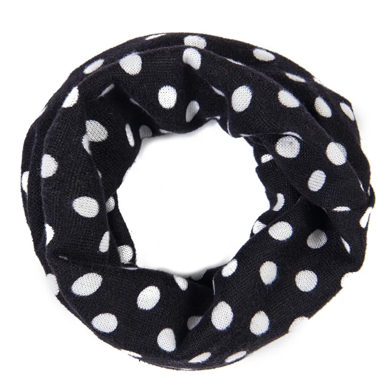 dot black Кашемировый Детский шарф с одной петлей, шарфы для малышей, цветочный Леопардовый принт, шарф для девочек, детские шарфы в горошек, детский снуд - Цвет: dot black