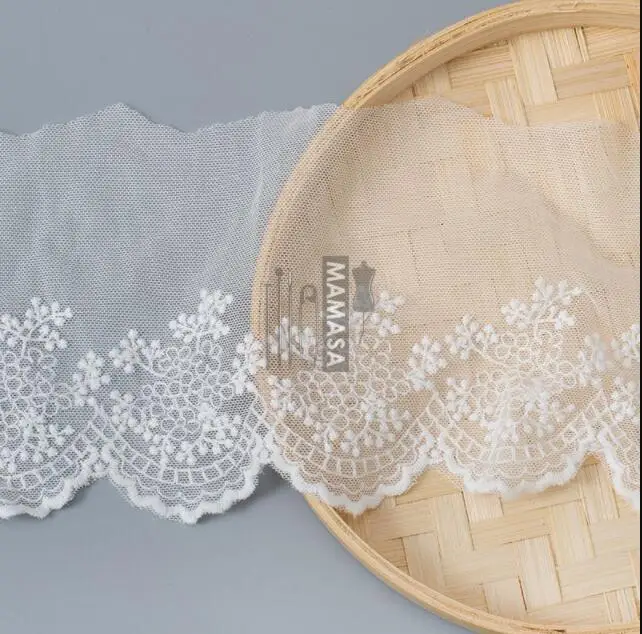 2 Yards White cotton embroidered fabric mesh lace Garment lace trims trimmings DIY Sewing accessories lace fabric lace garment accessories lace sewing supplies lace accessories lace sewing accessories