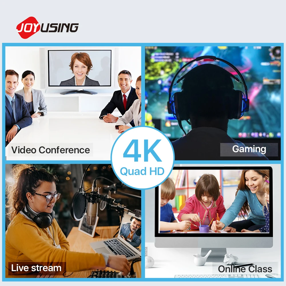 Веб камера JOYUSING N800 4K Ultra HD с микрофоном USB веб 8 МП для онлайн занятий встреч прямых