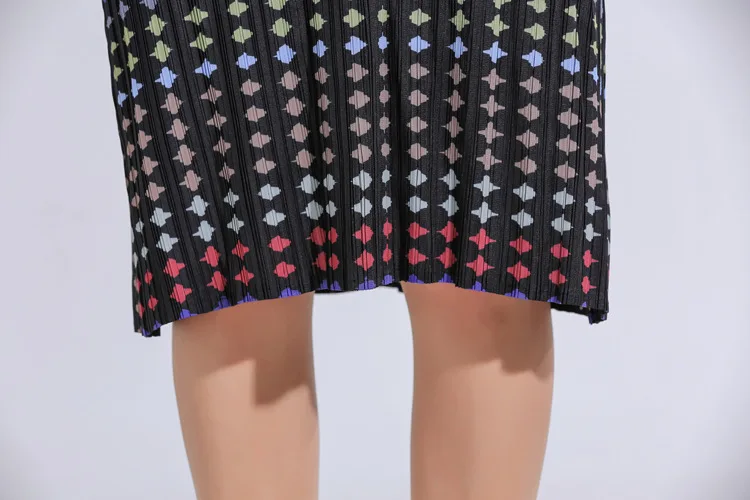 Miyake fold платье с рукавом в семь точек и цифровым принтом новые модные облегающие миди платья