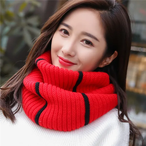 VISROVER, женские зимние шарфы, вязаный шарф-снуд, теплый, бесконечный, женский шарф-петля, модный, унисекс, Круглый шейный платок - Цвет: D2